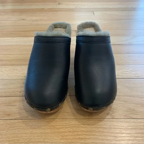 Beek Woodpecker Shearling Clog Leather Studded Wooden Heel Size 7 Fall Boho - Picture 3 of 8